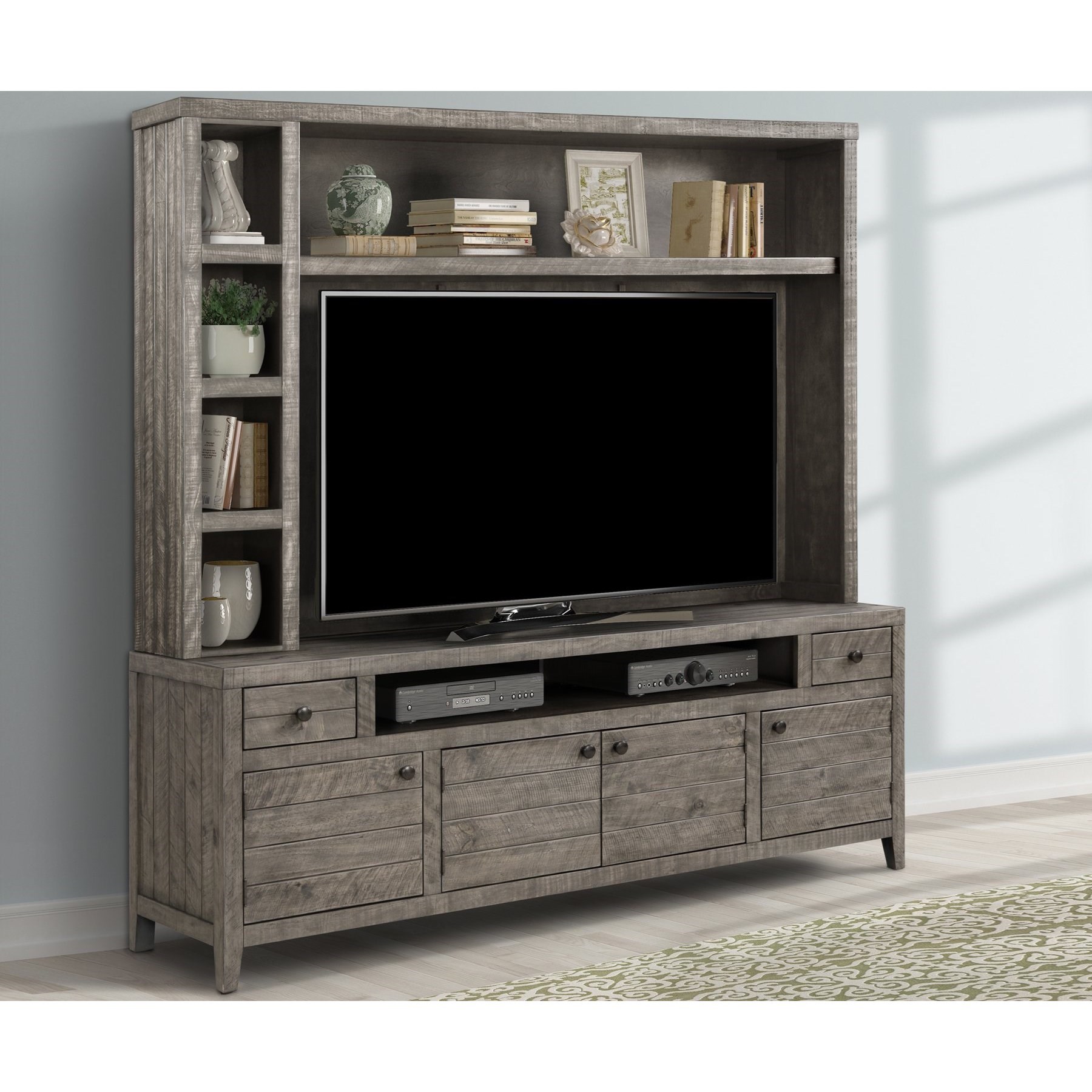 Parker House Tempe TEM842GST Rustic 84 in. TV Console with Hutch and